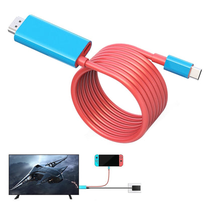 TETOU Portable USB-C/HDMI Cable Compatible with Nintendo Switch NS/OLED for Switch Dock Mode, PD powered 4K HD 6.56ft Blue