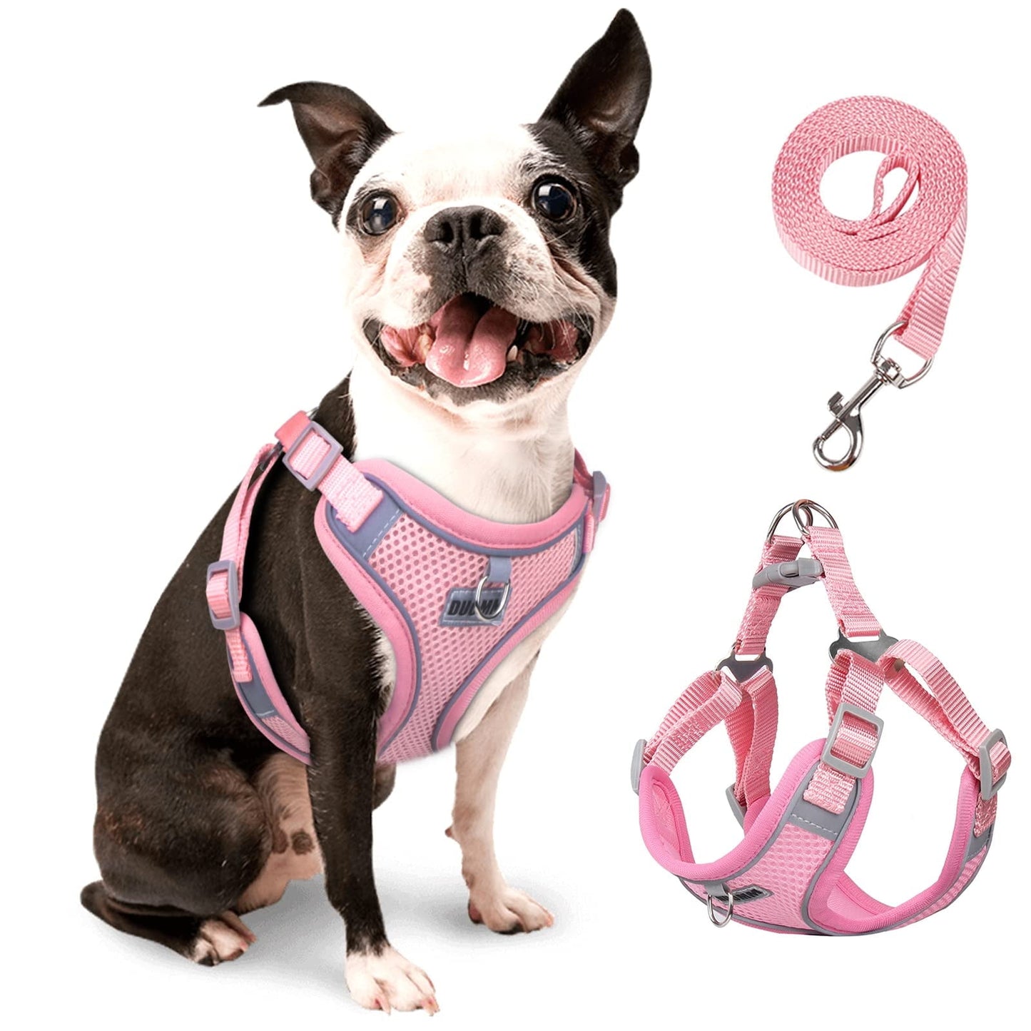 TETOU Reflective Dog Harness and Leash Set, No-Pull Pet Harness Adjustable Mesh, Ultra Breathable Padded Dog Vest Harness for Small Medium Dogs