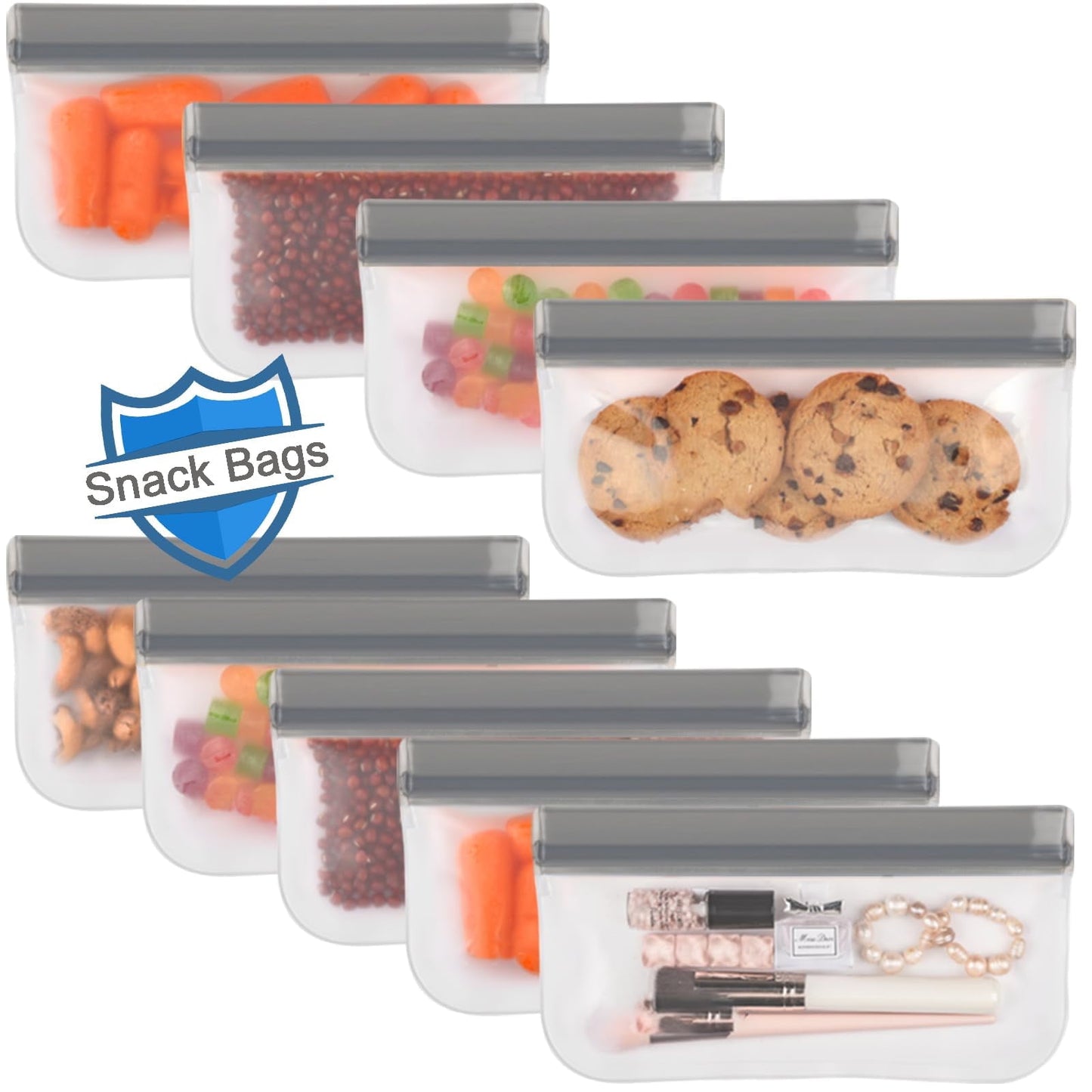 TETOU Reusable Gallon Freezer Bags 6pcs XL Silicone Food Storage Leakproof Bags for Meat Fruit Vegetable Lunch Travel Storage Bags