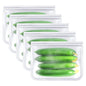 TETOU Reusable Silicone Bag, Leakproof Ziplock Food Storage Bags PEVA Freezer Bags for Sandwich Snack Vegetable Meat Cheese Lunch Kitchen Marinate Food Travel