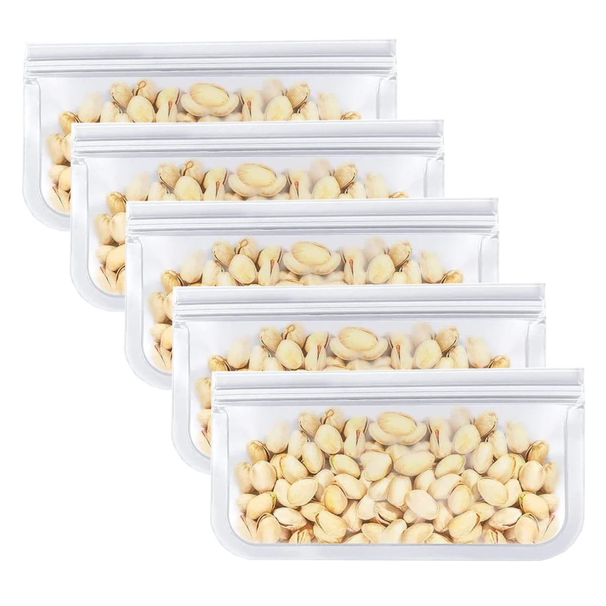 TETOU Reusable Silicone Bag, Leakproof Ziplock Food Storage Bags PEVA Freezer Bags for Sandwich Snack Vegetable Meat Cheese Lunch Kitchen Marinate Food Travel