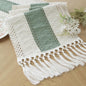 TETOU Boho Blue Table Runner with Tassels 72 Inches Long Macrame Farmhouse Table Runners for Home Decor Party Bohemian Rustic Bridal Shower Dining Decorations(12x72 Inches)