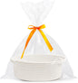 TETOU Small Woven Burr Basket with Gift Bags and Ribbons, 12"X 8" X 5" Durable Empty Rope Basket with Handles for Easter Christmas Party Storage Gifts supply