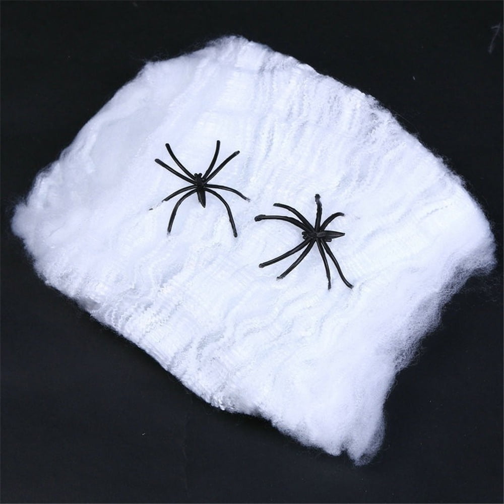 TETOU Spider Webs Hallowe'en Decorations Bonus, 300g Super Stretch Cobwebs for Hallowe'en Indoor and Outdoor Party Supplies - White