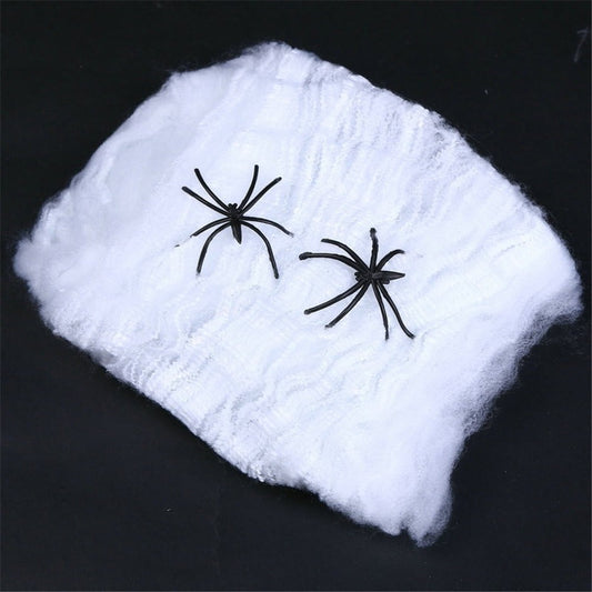 TETOU Spider Webs Hallowe'en Decorations Bonus, 300g Super Stretch Cobwebs for Hallowe'en Indoor and Outdoor Party Supplies - White