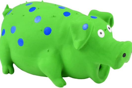 TETOU Squeaky Pig Dog Toy, Small Breed Dog Latex Chew Toys Natural Rubber Pig Sound Play Toy for Interactive Dog Playing Emulsion the Dog - Green