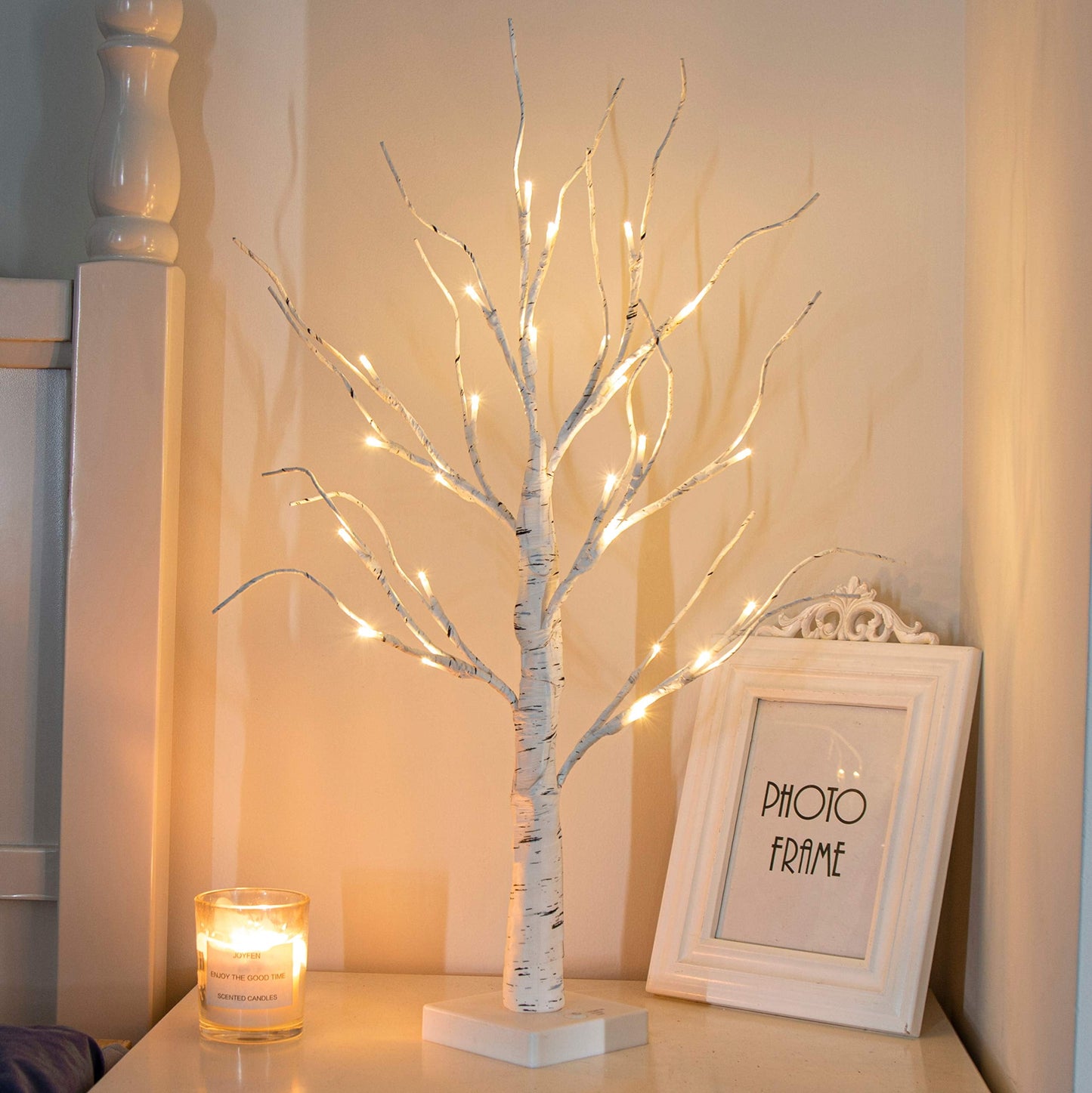 TETOU Valentines Day Decor 2ft Birch Tree with LED Lights Fairy Light Spirit Tree for Home Indoor Table Mantel Battery Powered