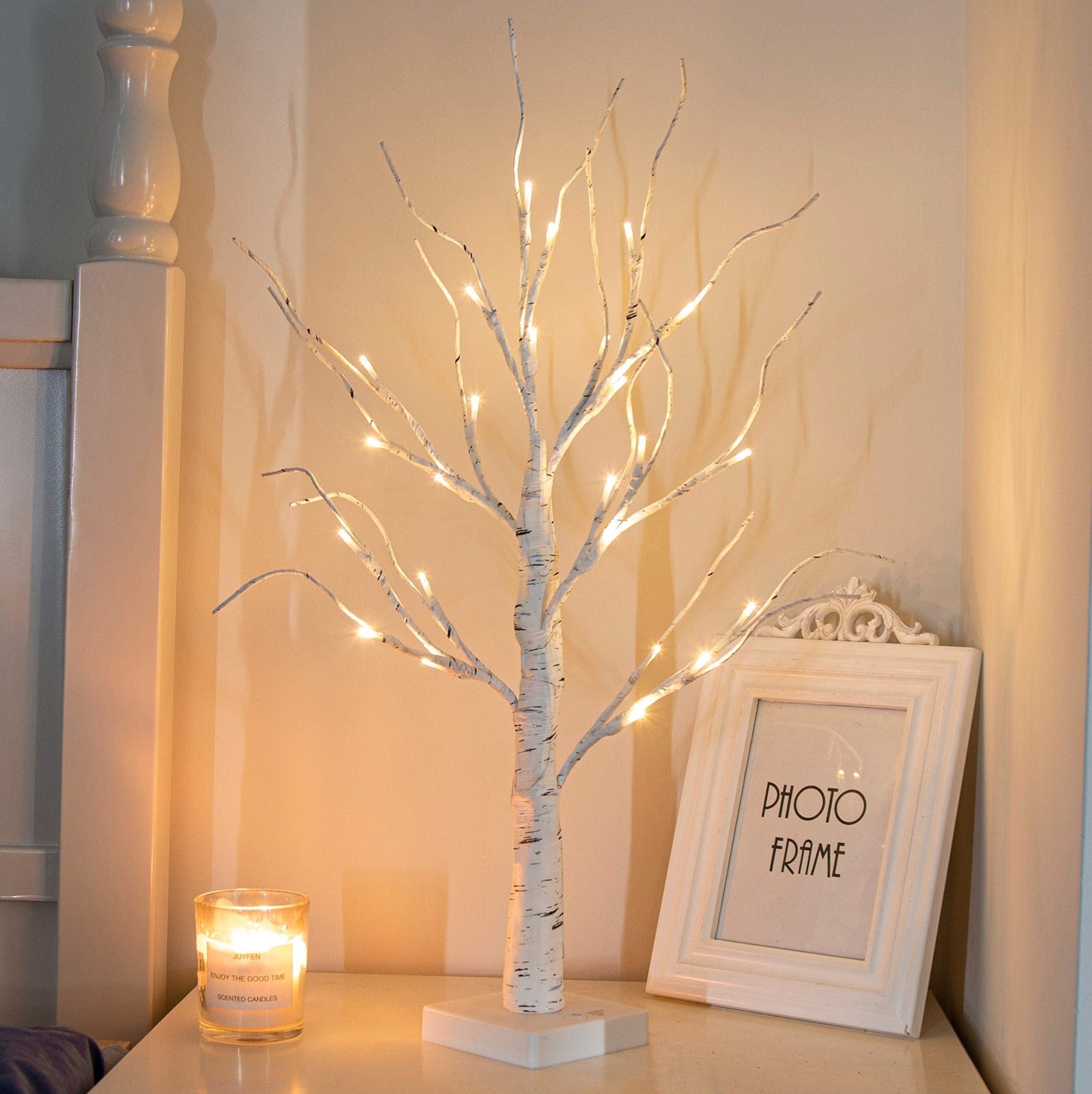 TETOU Valentines Day Easter Decor 2ft Birch Tree with LED Lights Fairy Light Spirit Tree for Home Indoor Table Mantel Battery Powered