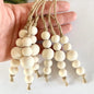 TETOU Boho Christmas Tree Ornaments,6pcs Rustic Wooden Beads Natural Modern Minimalist Xmas Decorative for Home Christmas Tree Bohemian Holiday Decor
