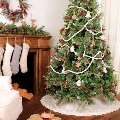 TETOU 48In Knitted Christmas Tree Skirt, Cream White Tree Skirt, Braided Cable Knit Thick Rustic Christmas Tree Decorations, Farmhouse Christmas Decor Xmas Holiday Home Party Decorations