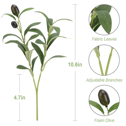 TETOU 10pcs Faux Olive Leaves Stem for Vase 10.6" Artificial Plant Olive Branch Home Office Wedding Greenery Decoration