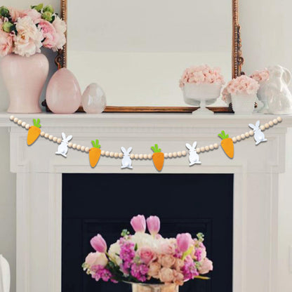 TETOU Easter Garland, 4.5ft Bunnies Carrots Eggs Wooden Breads Banner, Easter Hanging Decorations for Fireplace Wall Display - Carrots and Bunnies