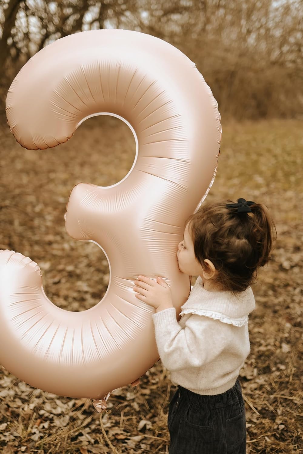 TETOU 40 Inch Cream / Light Brown Number Balloons, Large Big Digit Helium Foil Balloon for Birthday Party