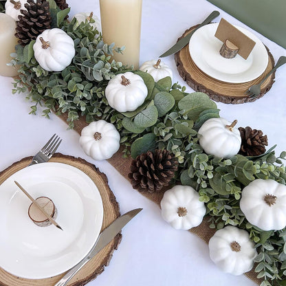 TETOU 12pcs Mini Pumpkins Artificial White Foam Pumpkins for Home Table Centerpiece Fall Thanksgiving Halloween Decoration Crafts