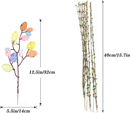 TETOU 13 Pcs Artificial Easter Spray Vine,Pastel Easter Eggs and Berries Twig Branches Decorative Spring Floral Stems for Spring Easter Party Home Floral Arrangement-Centerpiece Wreath Decoration