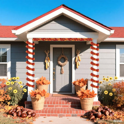 TETOU Fall Maple Leaves Garland Decor,50Ft Orange Glitter Tinsel Fall Garland for Autumn Tree Home Fireplace Halloween Thanksgiving Party Indoor Outdoor Decoration