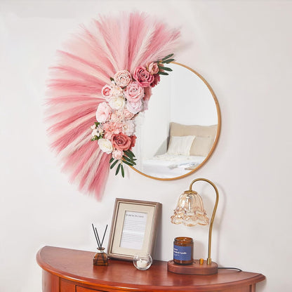 TETOU 50pcs Pampas Grass,17in Artificial Fluffy Vase Filler Flower Arrangement for Home Room Birthday Bathroom Party Wedding Boho Decoration(Blush & Cream & Pink)