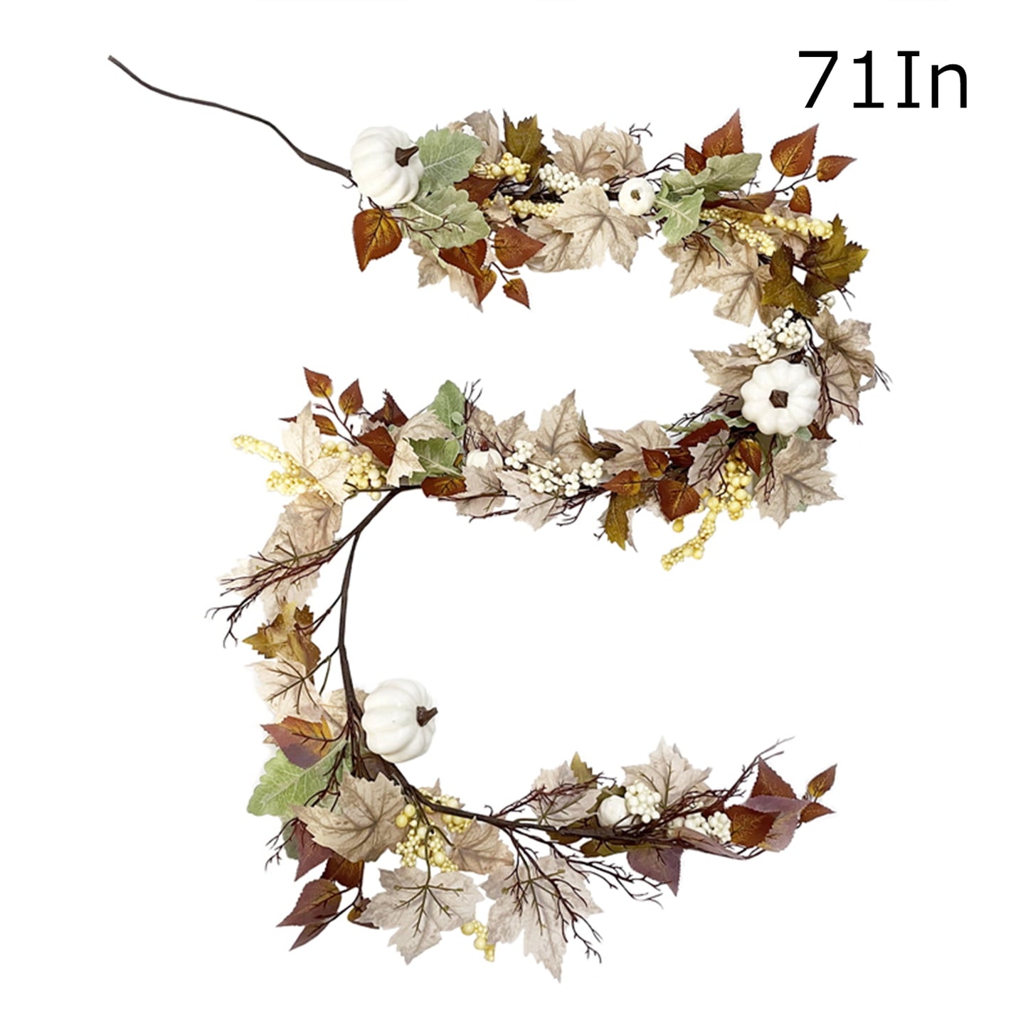 TETOU 6ft Autumn Maples Leaf Pumpkin Garland for Home Farmhouse Fireplace Fall Thanksgiving Decoration