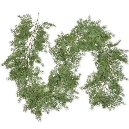 TETOU 6.5ft Christmas Pine Cypress Artificial Greenery Garland, Fake Pine Christmas Garland for Holiday Mantel Fireplace Centerpiece Decoration(not include pine cones or other decorations