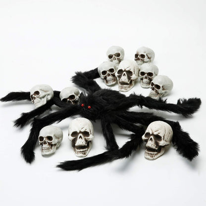 TETOU 8Pcs Halloween Skulls, Realistic Looking Skulls, 1.8*1.8*2.4 Inches Human Skeleton Head Skull for Halloween Bar Home Table Decoration
