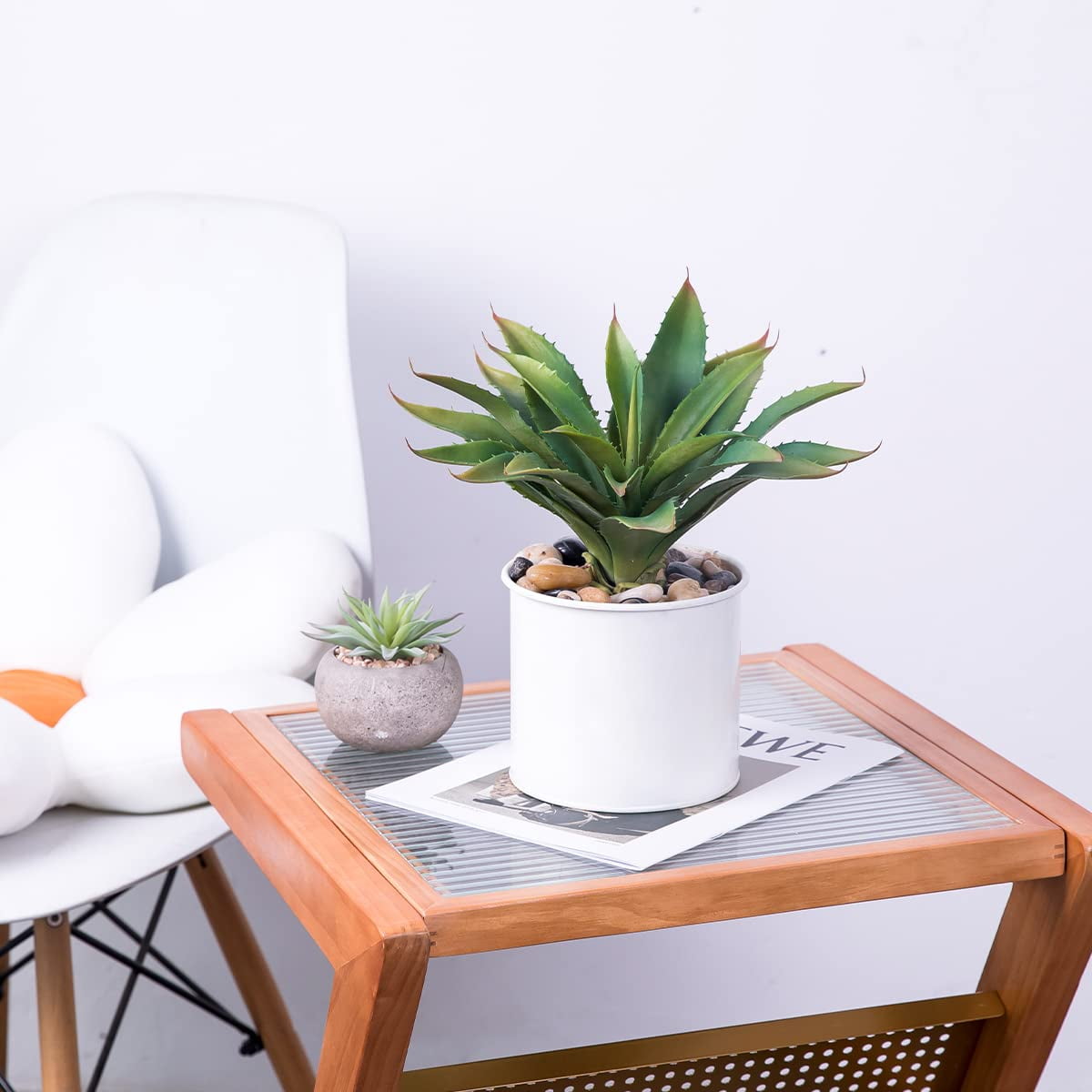 TETOU Succulents Plants Artificial Aloe Plant 12.5" Large Unpotted Real Fake Succulents Home Greenery Decor