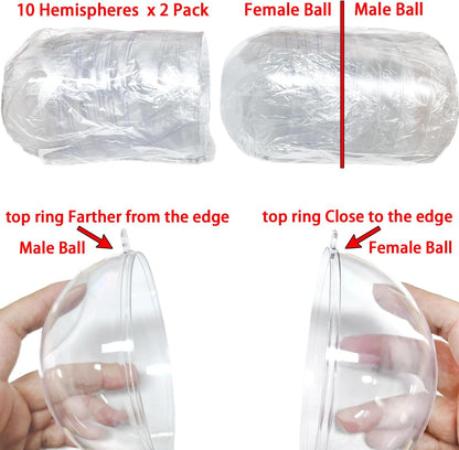 TETOU 10Pcs Christmas Ornaments Balls, 60mm Clear Plastic Fillable Ornament for Crafts, Clear Acrylic DIY Ornaments for Christmas Tree Holiday Wedding Party Home Hanging Decor