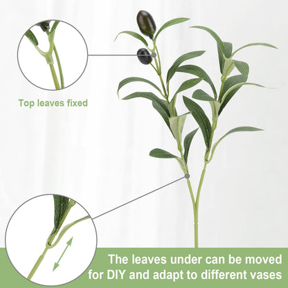 TETOU 10pcs Faux Olive Leaves Stem for Vase 10.6" Artificial Plant Olive Branch Home Office Wedding Greenery Decoration
