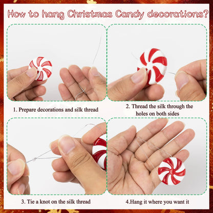 TETOU Christmas Plastic Candy Cane Red White Candy Canes for Christmas Tree Hanging Ornament Home Xmas DIY Craft Decoration