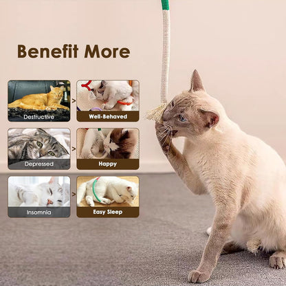 TETOU 3pcs Cotton Rope Cat Toys, Handmade Pet Chew Interactive Teething Catnip Rope Toys for Indoor Cats Teeth Cleaning