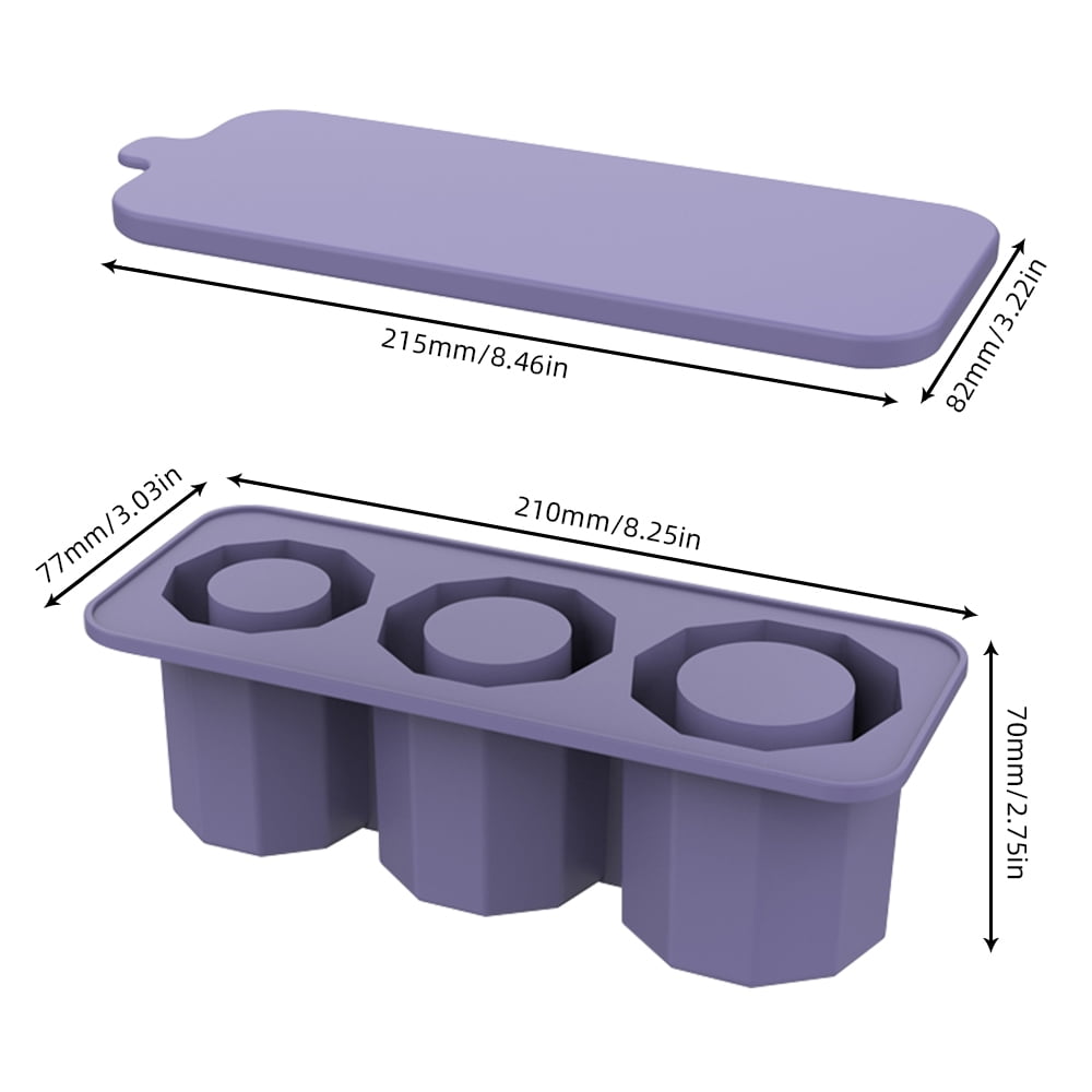 TETOU Silicone Ice Cube Tray with Lid for 20-40 oz Tumblers,3 Hollow Cylinder Ice Cube Molds for Mug,Reusable Large Ice Cube Trays for Chilling Cocktails,Whiskey,Drinks,Coffee - Blue