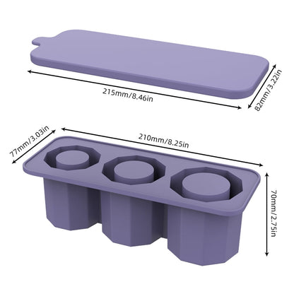 TETOU Silicone Ice Cube Tray with Lid for 20-40 oz Tumblers,3 Hollow Cylinder Ice Cube Molds for Mug,Reusable Large Ice Cube Trays for Chilling Cocktails,Whiskey,Drinks,Coffee - Blue