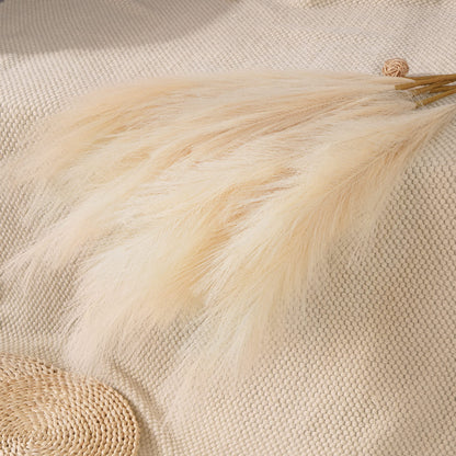 TETOU 8pcs Faux Pampas Grass 38"/3.1FT Tall Fake Pampas Floral Large Artificial Natural Pompous Grass Plants for Floor Vase Filler Home Boho Decor - Beige