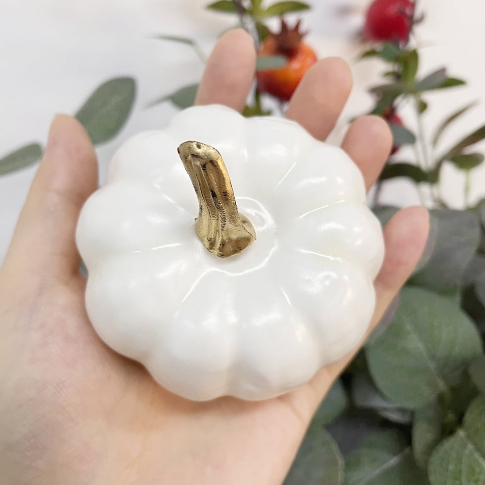 TETOU 6pcs Mini Pumpkins Artificial White Foam Pumpkins for Halloween Home Fall Thanksgiving Harvest Centerpiece Decoration