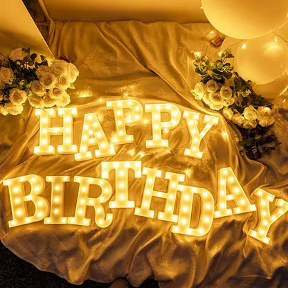 TETOU LED Letter Lights Luminous Letters Sign Home Decor for Wedding Birthday Party Christmas Battery Powered Decoration (A)