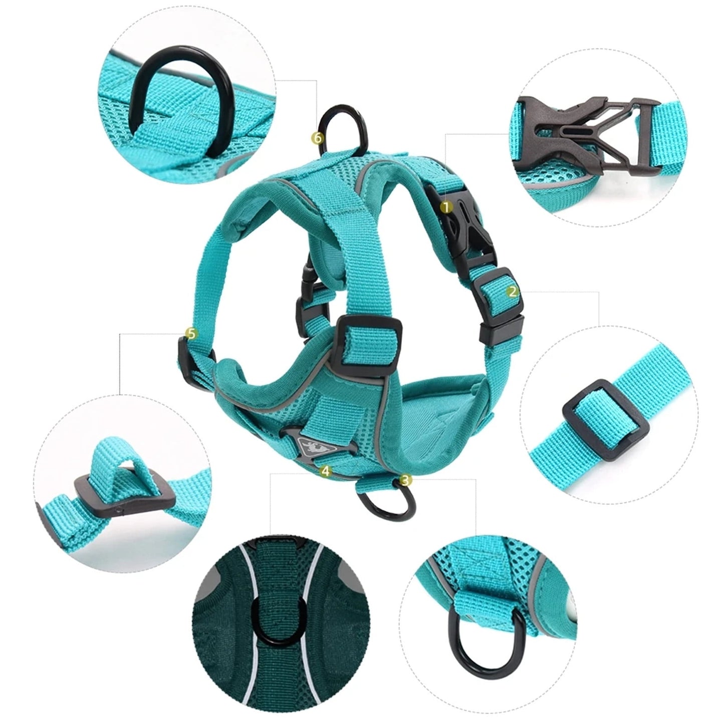 TETOU Cat Dog Harness and Leash, Escape Proof Soft Adjustable Vest Harnesses for Cats Dog, Easy Control Breathable Reflective Strips Jacket - Green,S