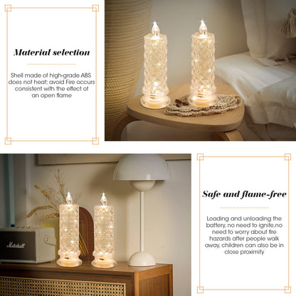 TETOU 4pcs LED Flameless Candles Rose Shadow Romantic Battery Operated Candle Valentine's Day Wedding Centerpieces Decor
