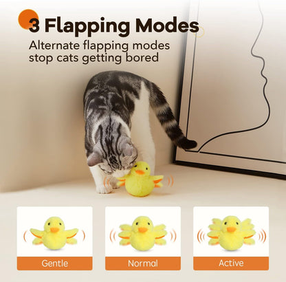 TETOU Interactive Cat Toys Rechargeable Flapping Duck Cat Toys with Catnip Duck Quacking Touch Activated Cat Toy for Indoor Cats Kitten Play Chase Exercise (No Flying)