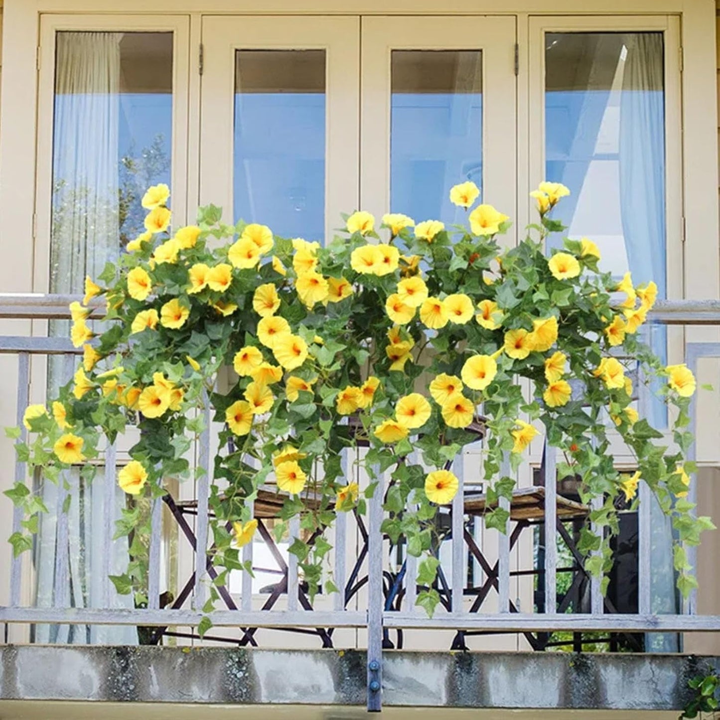 TETOU UV Simulation Artificial Flowers, Artificial Morning Glories, Fade Resistant Fake Hanging Flowers for Outdoors Home Porch Garden Patio Decoration