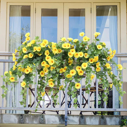 TETOU UV Simulation Artificial Flowers, Artificial Morning Glories, Fade Resistant Fake Hanging Flowers for Outdoors Home Porch Garden Patio Decoration