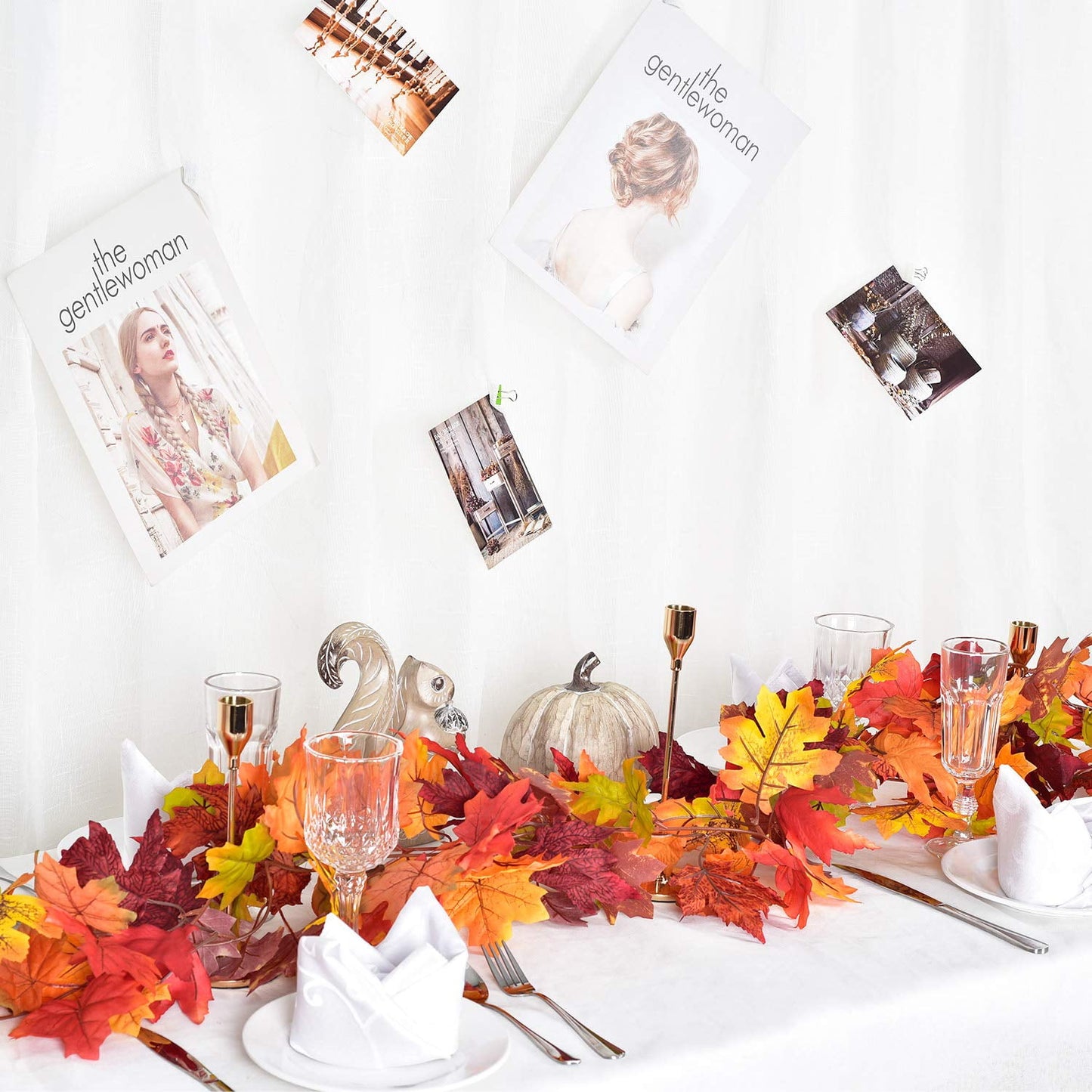 TETOU 2Pcs Fall Maple Leaves Garland, 67.2 Inches Artificial Maple Leaf Autumn Garland, Hanging Vine Garland for Home Wedding Fireplace Party Christmas Thanksgiving Decor
