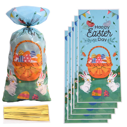 TETOU 50pcs Easter Candy Treat Bags Bunny Chick Rabbit Cellophane Cookie Gift Bags Easter Party Favor Supplies