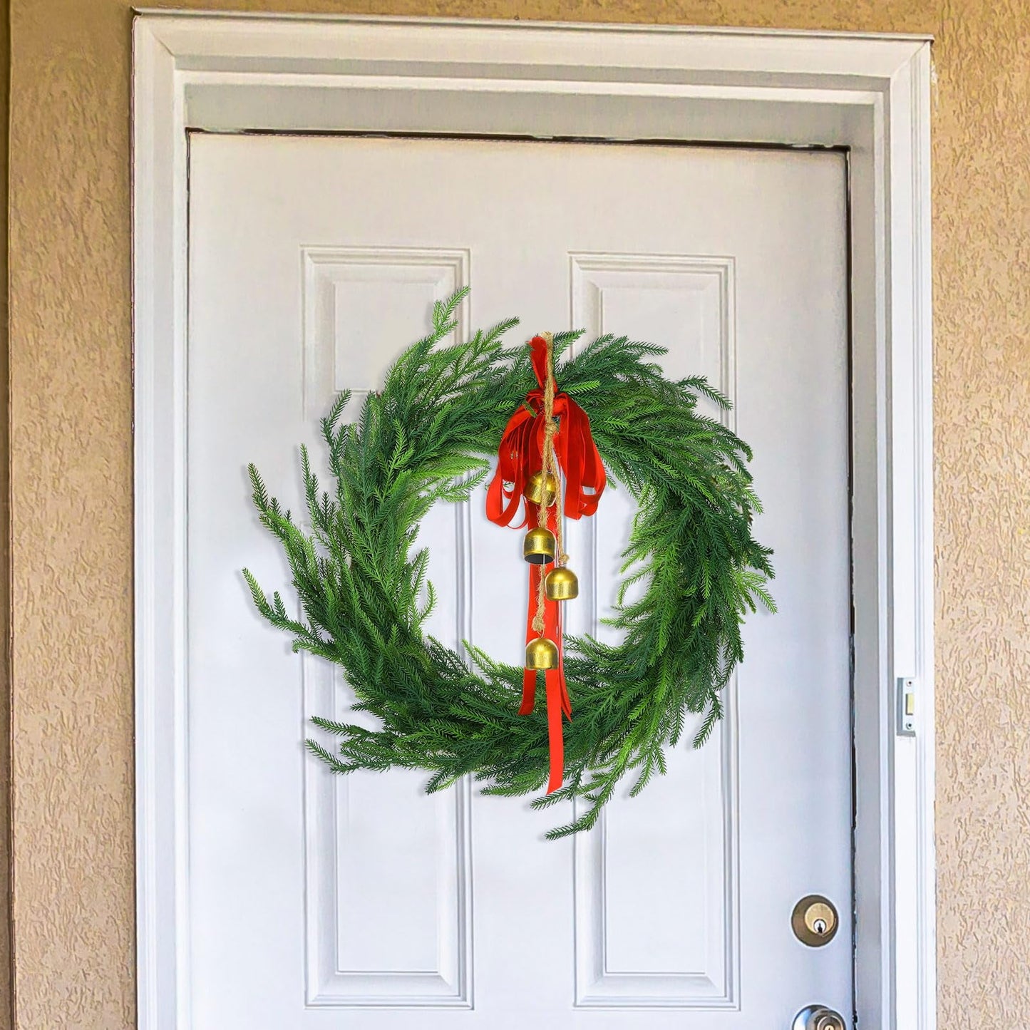 TETOU Christmas Norfolk Pine Garland 24" Diameter Faux Pine Greenery Wreath Fireplace Wall Home Decor