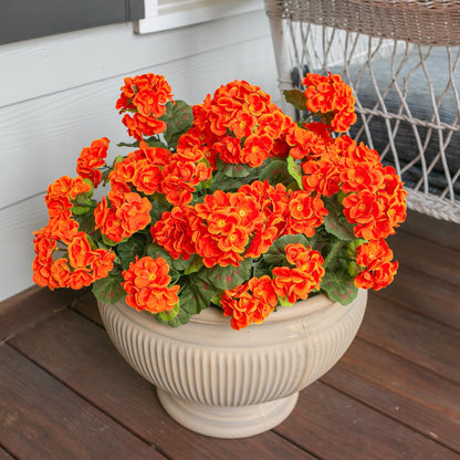TETOU 6pcs Outdoors Artificial Fake Geranium Flowers, UV Resistant Faux Silk Geranium Flowers for Fall Halloween Outside Planter Garden Home Yard Kitchen Table Centerpieces Decoration(Orange)