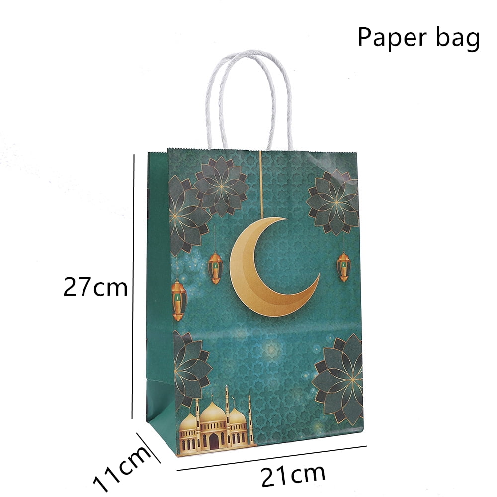 TETOU 4pcs Eid Mubarak Kraft Paper Bag Ramadan Packaging Gift Bags Holiday Supplies