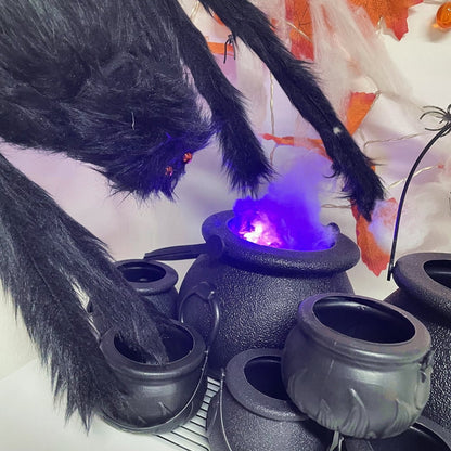 TETOU 3Pcs Mini Candy Cauldron Kettles, Plastic Hallowe'en Candy Bucket Witch's Cauldron Trick or Treat for St. Patrick's Day Hallowe'en Decoration and Kid Birthday Party Favors - Flame, Black, 1L+2S