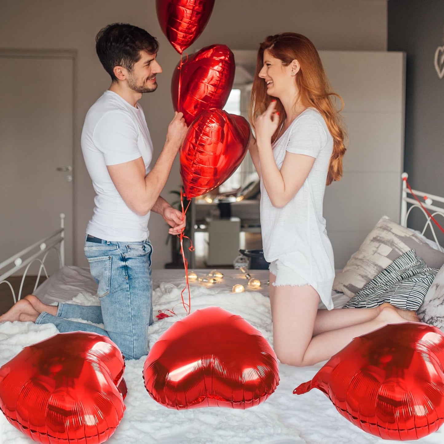 TETOU 25pcs Heart Shape Balloon Foil Mylar Balloons Red 18" Valentine's Day Birthday Wedding Balloon Decor