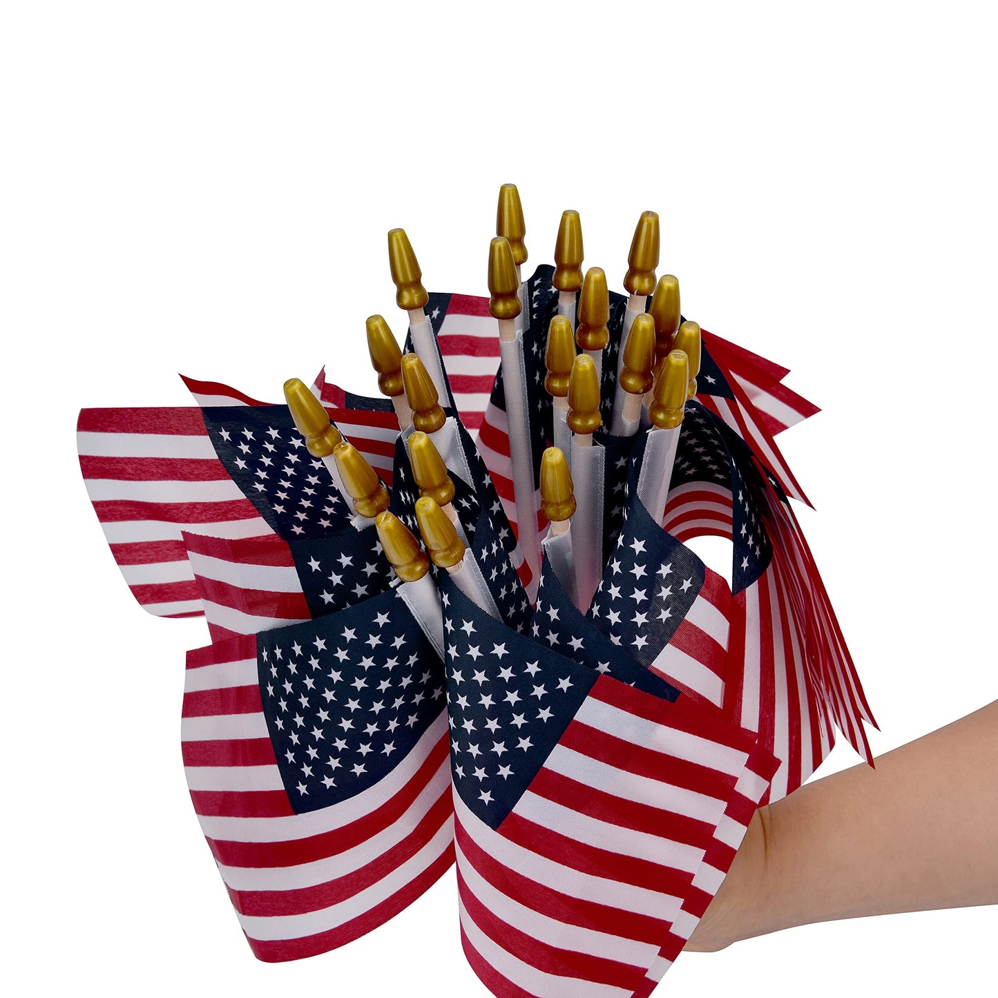 TETOU 15 Pack Small American Flags on Stick,4x6 Inch Small US Flags/Mini American Flags for Outside,American Hand Held Stick Flags for 4th of July Memorial day Patriotic Veterans Decoration