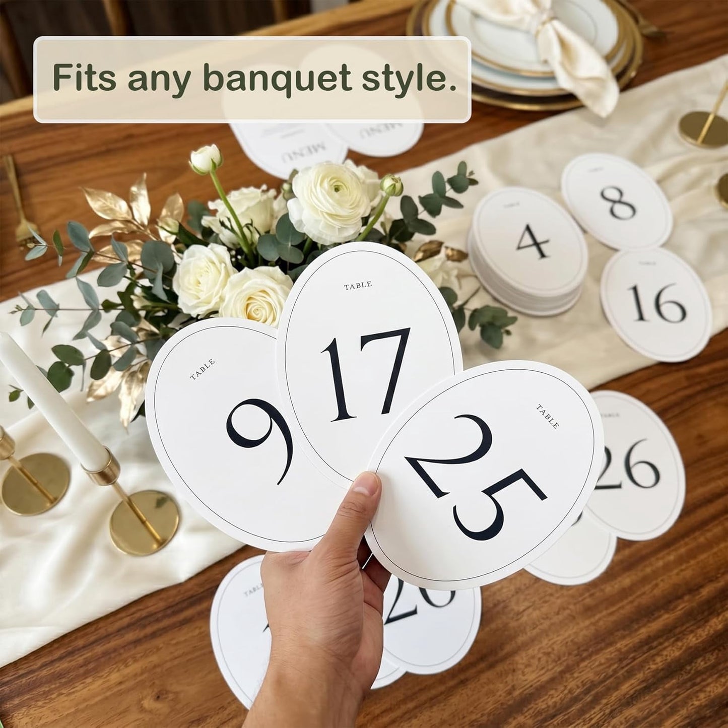 TETOU Table Numbers 1-30, 5 x 7" Wedding Oval Table Numbers for Wedding Valentines Party Reception Banquet Events Decoration