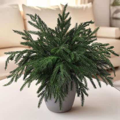 TETOU 18" Christmas Norfolk Pine Branches Artificial Norfolk Pine Stem DIY Wreaths Home Decor 6pcs
