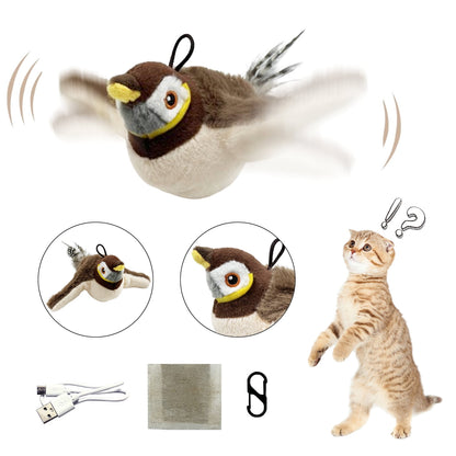 TETOU Cat Toys for Indoor Cats,Flapping Bird Rechargeable Touch Activated Toy Interactive Kitten Exercise Toy Cat Kicker Catnip Toys (No Flying)